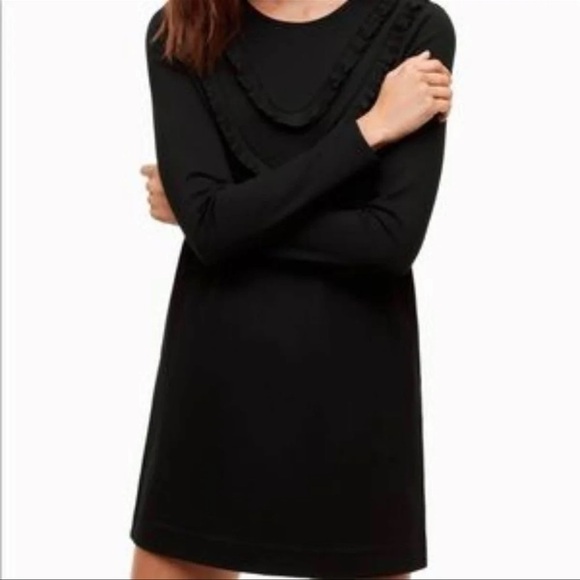 ARITZIA Sunday Best Eliza Long Sleeve Ponte Dress with Ruffles, Black, Size XS - Picture 2 of 10